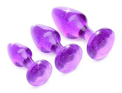 Glitter Gem Anal Plug Set - Purple - The Dildo Hub