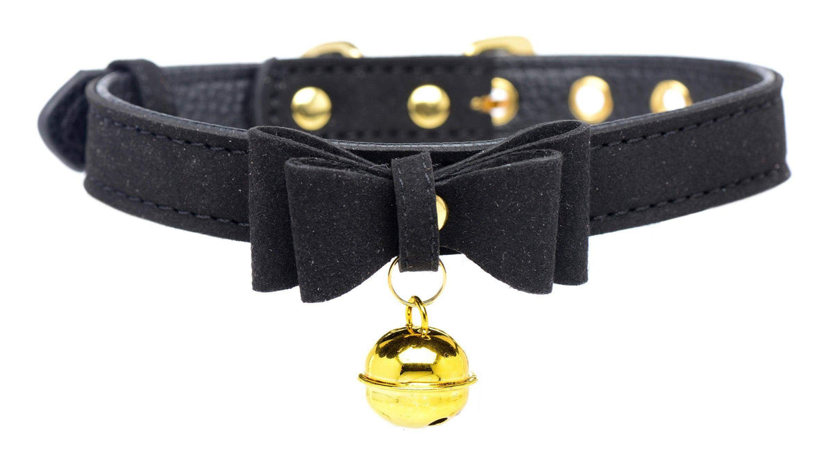 Golden Kitty Cat Bell Collar - Black/Gold - The Dildo Hub