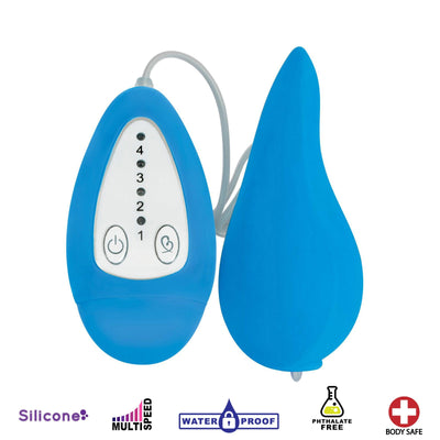 Groove Smooth Silicone Remote Vibe- Blue - The Dildo Hub