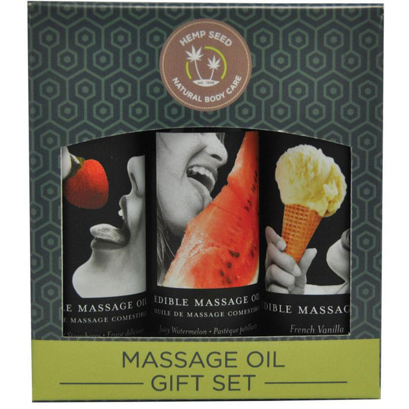 Hemp Seed Earthly Body Edible Massage Oil Gift Set (2 oz, Original Set) - The Dildo Hub