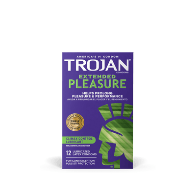 Pleasures Extended Lubricated Condoms - 12 Pack | Trojan  from The Dildo Hub