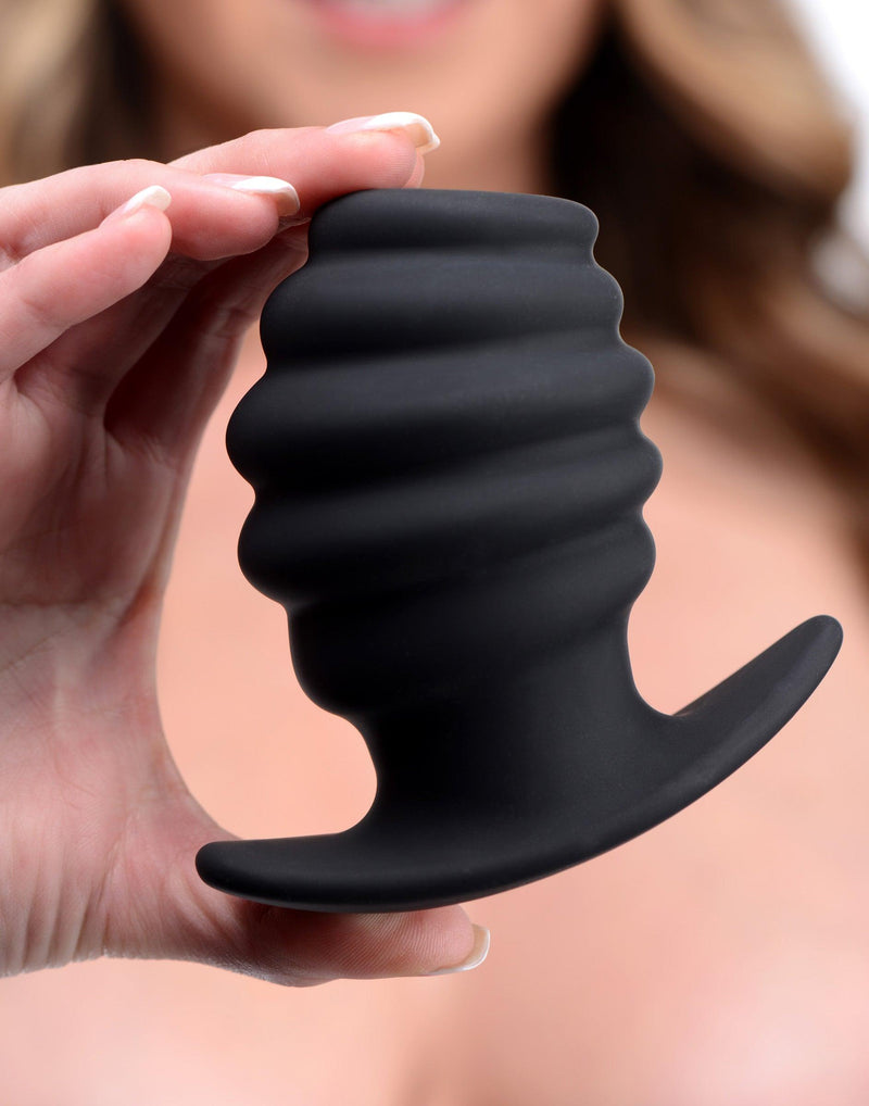 Hive Ass Tunnel Silicone Ribbed Hollow Anal Plug - Large - The Dildo Hub