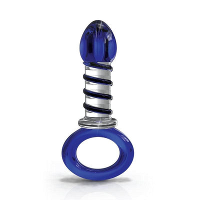 Icicles No.81 Plug With Handle-Blue Swirl 6.25" - The Dildo Hub