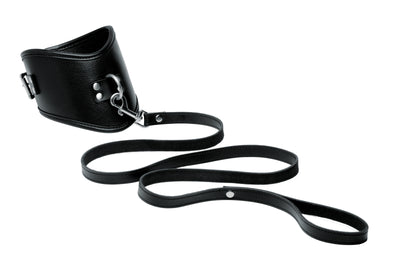 Isabella Sinclaire Leather Posture Collar with Leash LeatherR from Mistress by Isabella Sinclaire