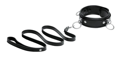 Isabella Sinclaire 3 Ring Leather Collar with Leash - The Dildo Hub