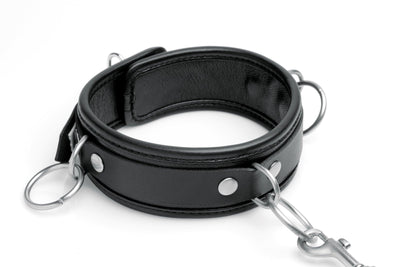 Isabella Sinclaire 3 Ring Leather Collar with Leash - The Dildo Hub