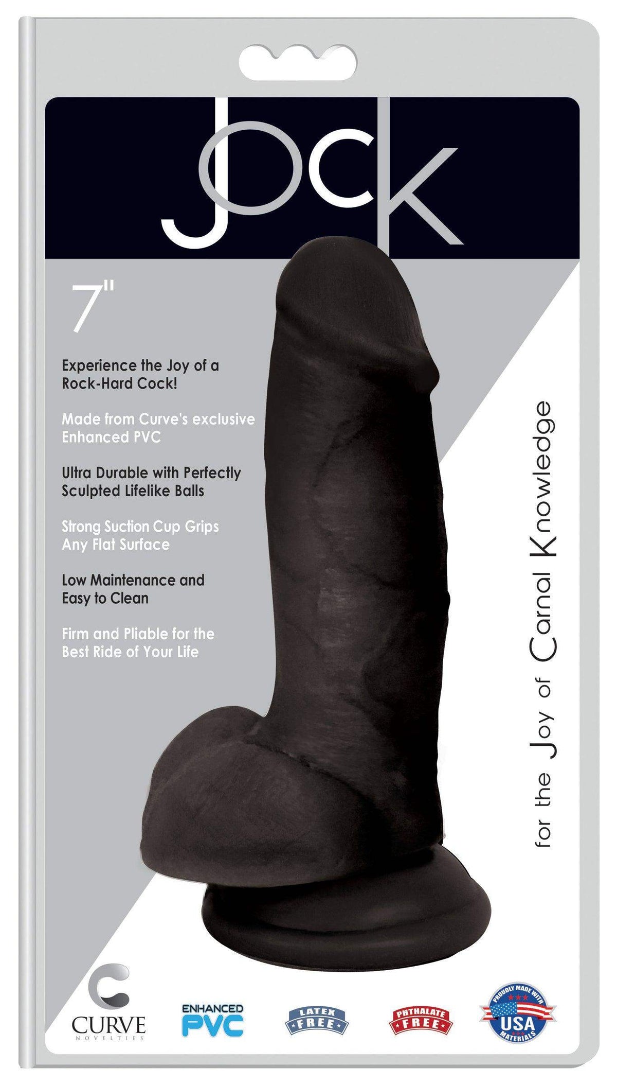 Jock 7 Inch Realistic Dildo with Balls - Black - The Dildo Hub