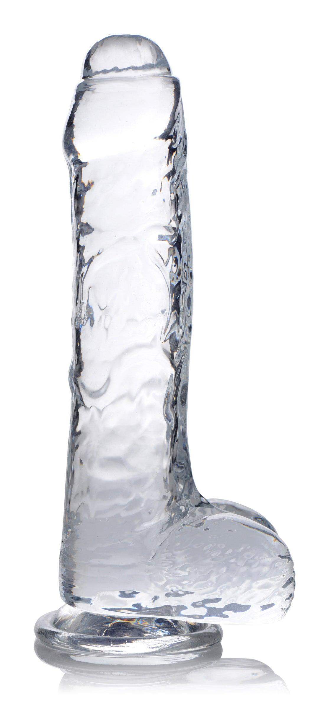 Jock C-Thru Dildo with Balls and Foreskin - 8 Inch - The Dildo Hub