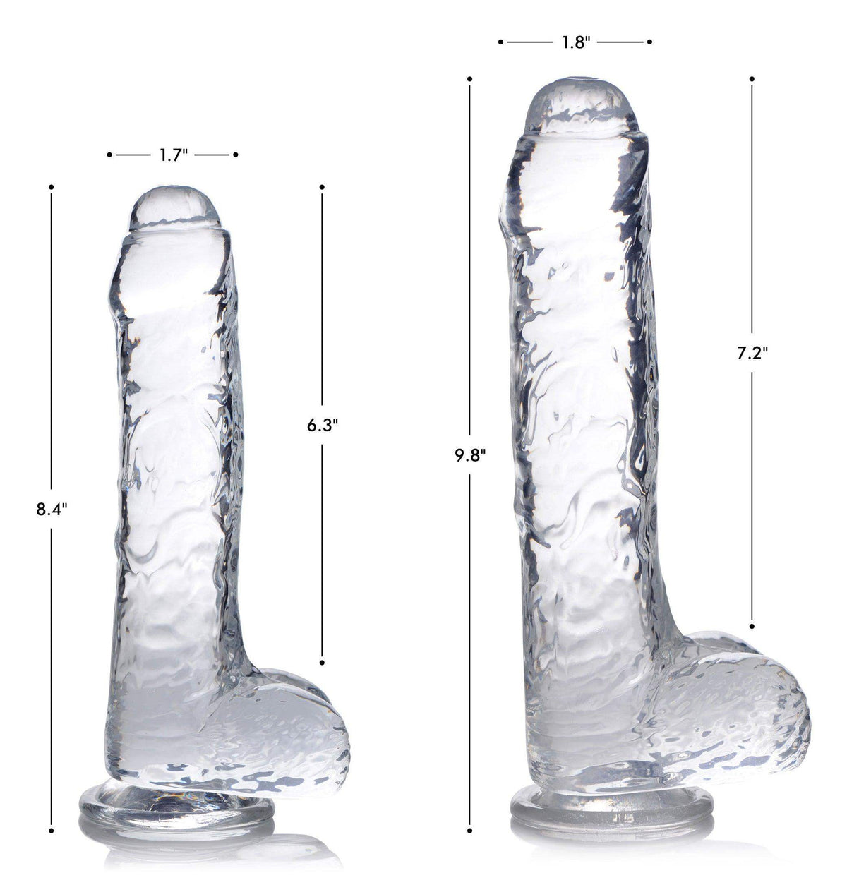 Jock C-Thru Dildo with Balls and Foreskin - 8 Inch - The Dildo Hub