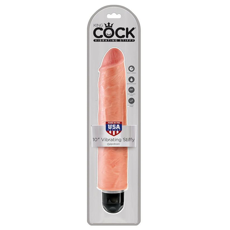 King Cock 10 Inch Vibrating Stiffy Flesh - The Dildo Hub