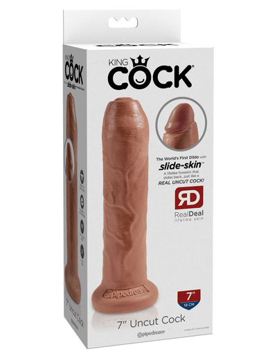 King Cock 7 Inch Uncut - Tan - The Dildo Hub