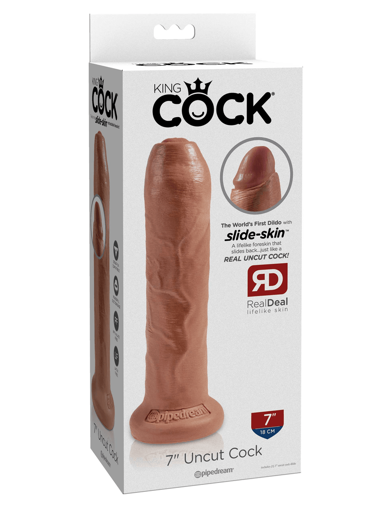 King Cock 7 Inch Uncut - Tan - The Dildo Hub