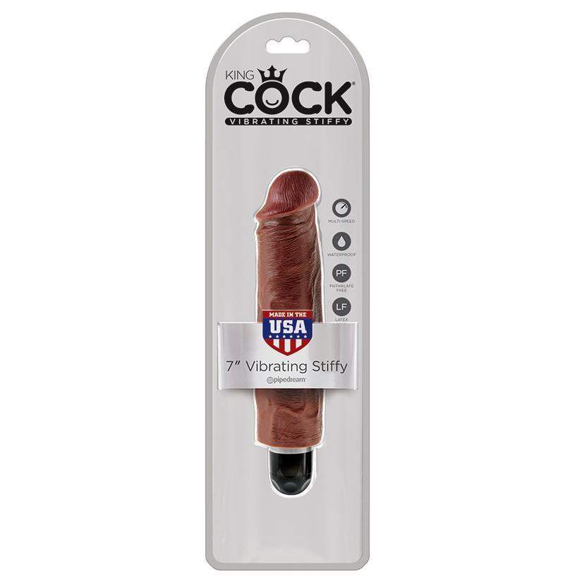 King Cock 7 Inch Vibrating Stiffy - Brown - The Dildo Hub
