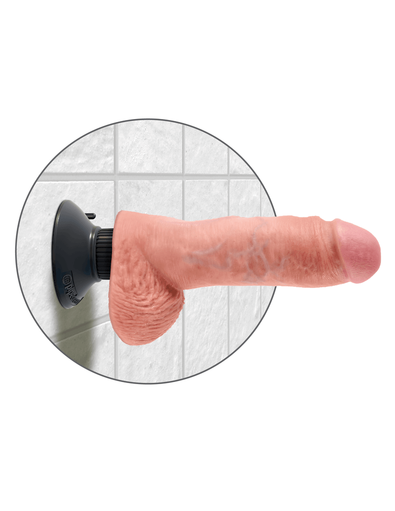 King Cock 8-Inch Vibrating Cock With Balls - Light - The Dildo Hub