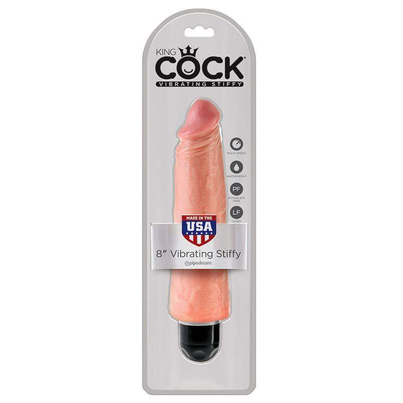 King Cock 8 Inch Vibrating Stiffy Flesh - The Dildo Hub