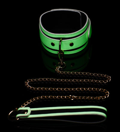 Kink in the Dark Glowing Collar with Leash - The Dildo Hub