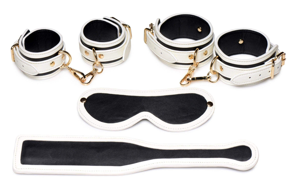 Kink in the Dark Glowing Cuffs Blindfold and Paddle Bondage Set - The Dildo Hub