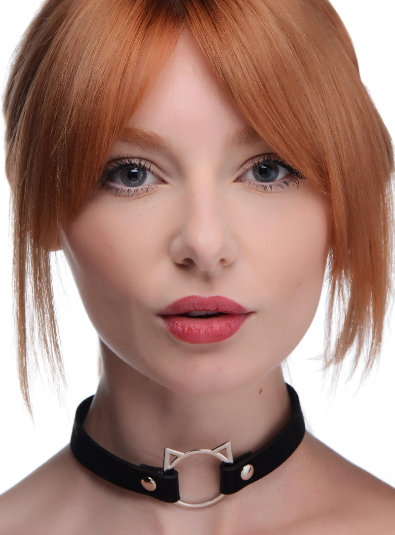 Kinky Kitty Ring Slim Choker - Black - The Dildo Hub