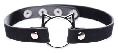 Kinky Kitty Ring Slim Choker - Black - The Dildo Hub