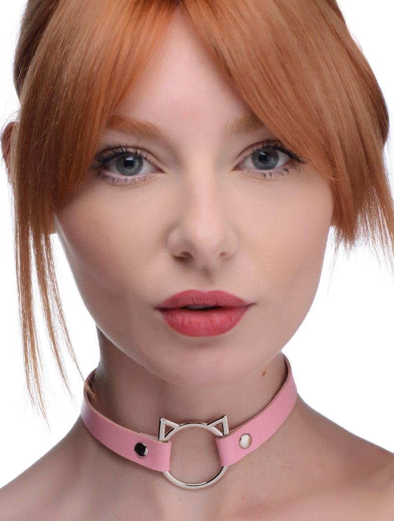 Kinky Kitty Ring Slim Choker - Pink - The Dildo Hub