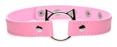 Kinky Kitty Ring Slim Choker - Pink - The Dildo Hub