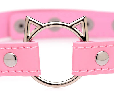 Kinky Kitty Ring Slim Choker - Pink - The Dildo Hub