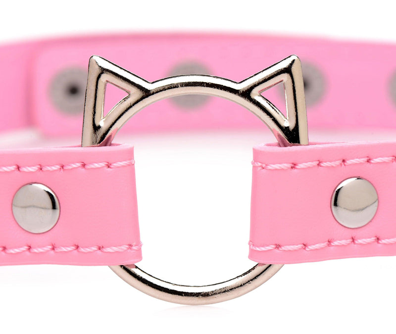 Kinky Kitty Ring Slim Choker - Pink - The Dildo Hub