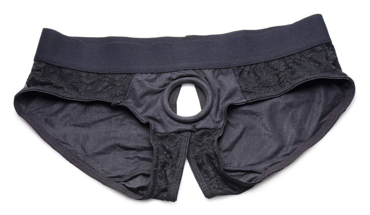 Lace Envy Black Pegging Set with Lace Crotchless Panty Harness and Dildo - L-XL - The Dildo Hub