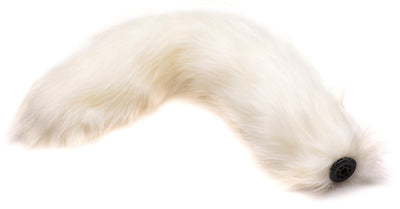 Large Vibrating Anal Plug with Interchangeable Fox Tail - White - The Dildo Hub