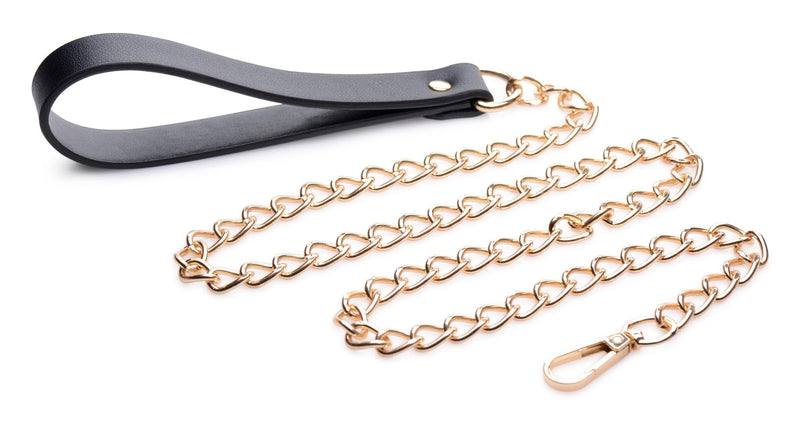 Leashed Lover Black and Gold Chain Leash - The Dildo Hub