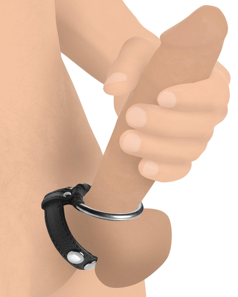 Leather and Steel Cock and Ball Ring - The Dildo Hub