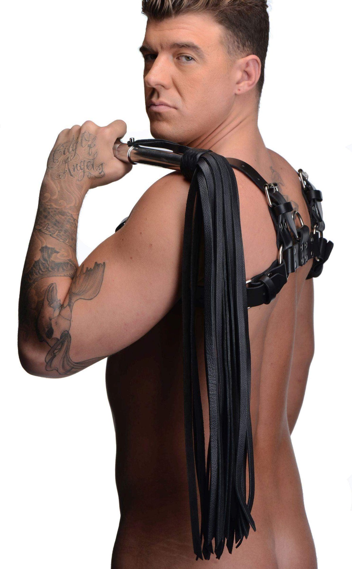 Leather Flogger with Stainless Steel Handle - The Dildo Hub