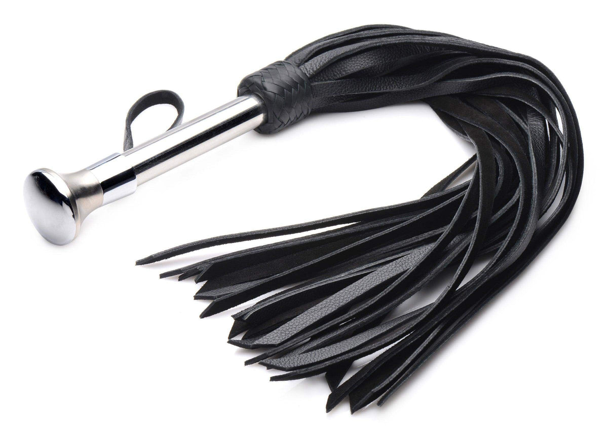 Leather Flogger with Stainless Steel Handle - The Dildo Hub