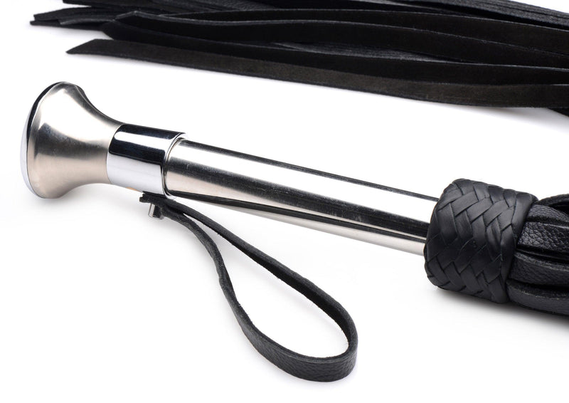 Leather Flogger with Stainless Steel Handle - The Dildo Hub