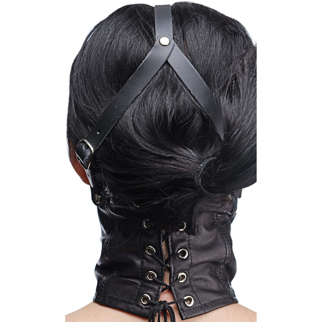Leather Neck Corset Harness with Stuffer Gag - The Dildo Hub