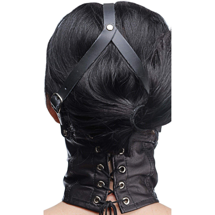 Leather Neck Corset Harness with Stuffer Gag - The Dildo Hub