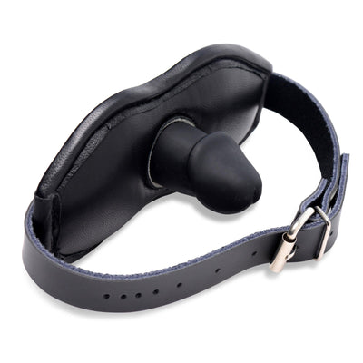 Leather Padded Silicone Penis Mouth Gag - The Dildo Hub