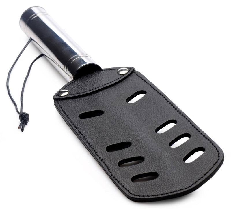 Leather Padded Spanking Paddle with Slots | Bondage Gear - The Dildo Hub