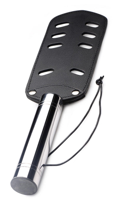 Leather Padded Spanking Paddle with Slots | Bondage Gear - The Dildo Hub