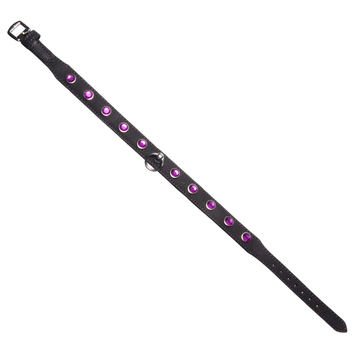 Leather Rhinestone Collar- Amethyst - The Dildo Hub