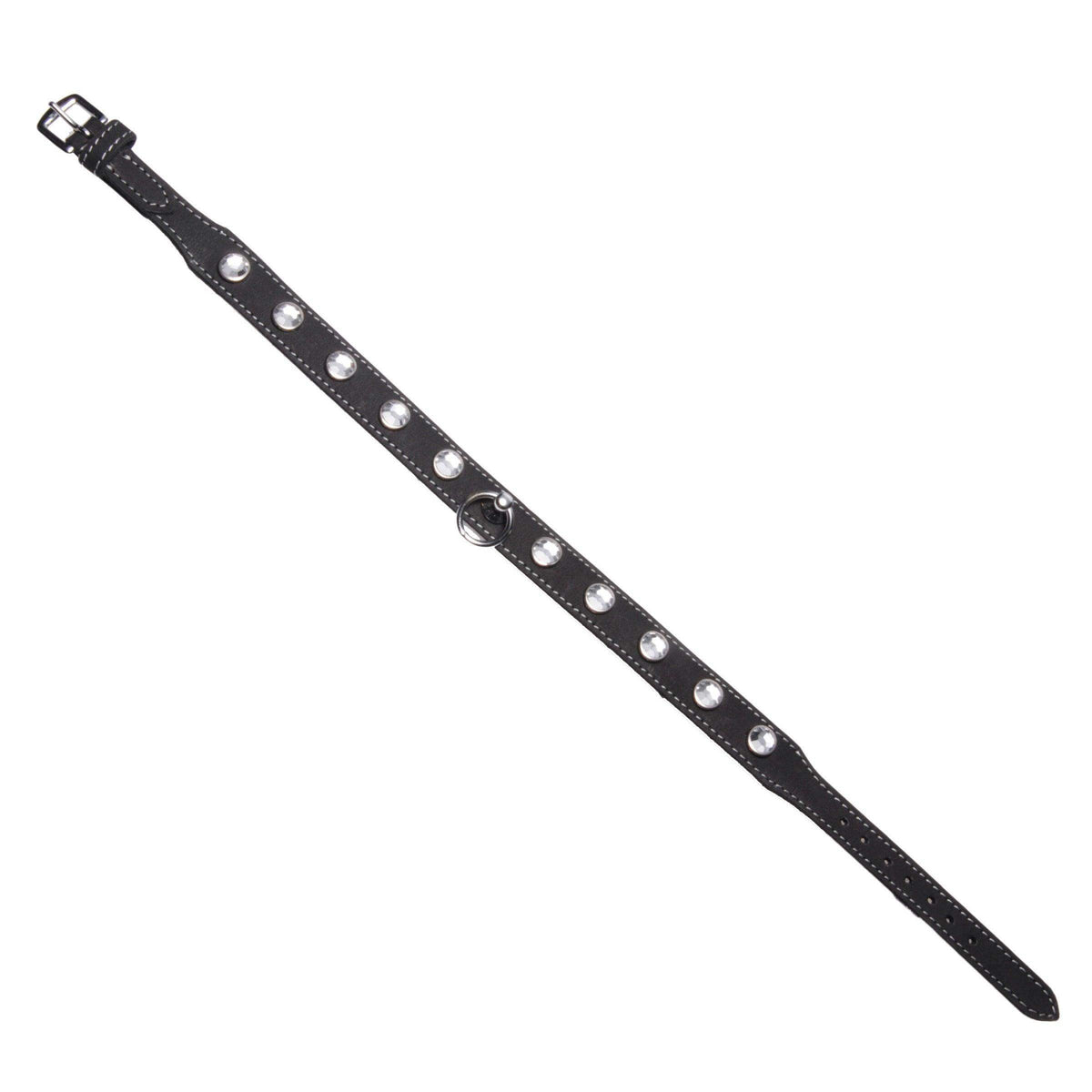 Leather Rhinestone Collar- Diamond - The Dildo Hub