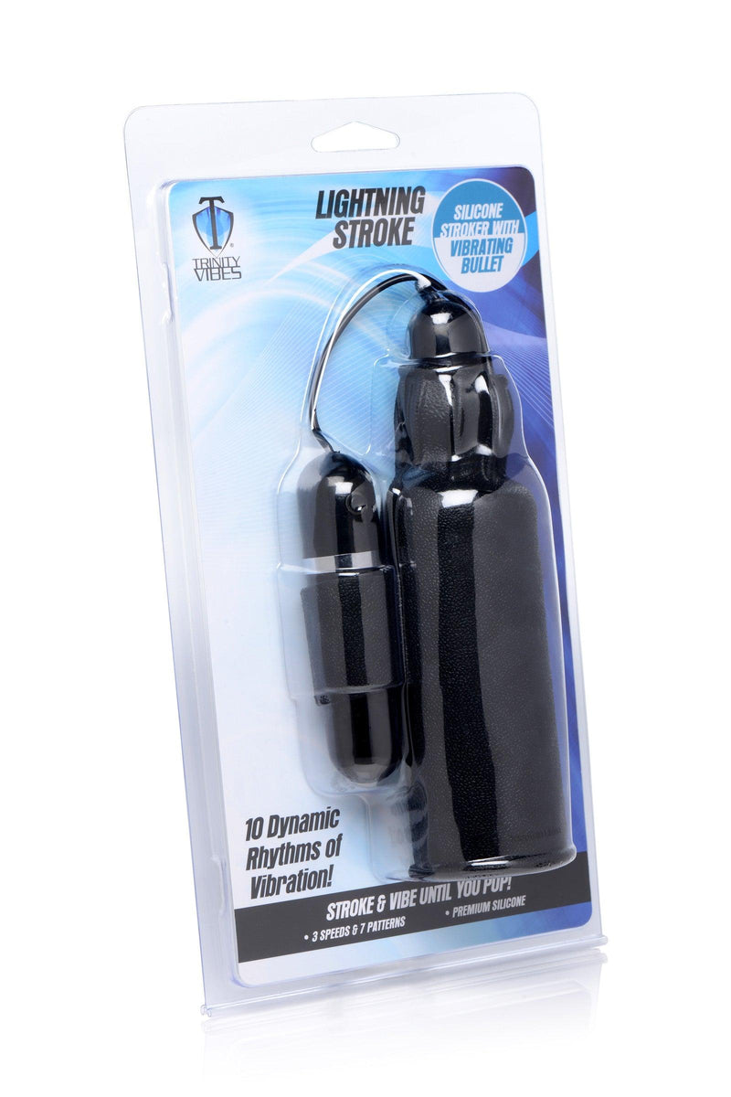 Lightning Stroke Silicone Stroker With Vibrating Bullet - The Dildo Hub