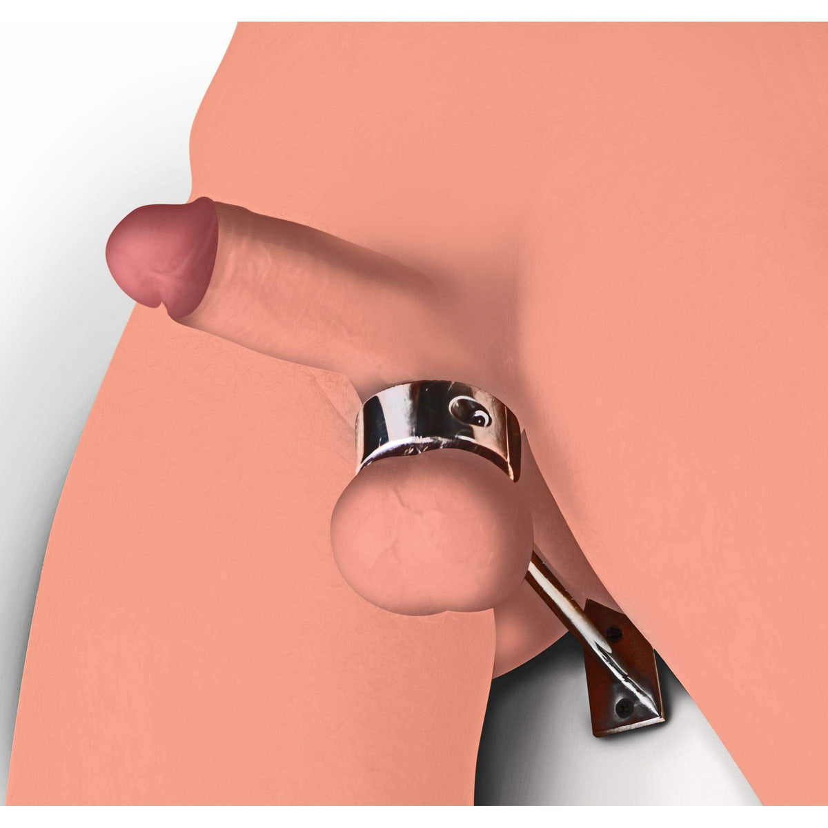 Locking Mounted CBT Scrotum Cuff with Bar - The Dildo Hub