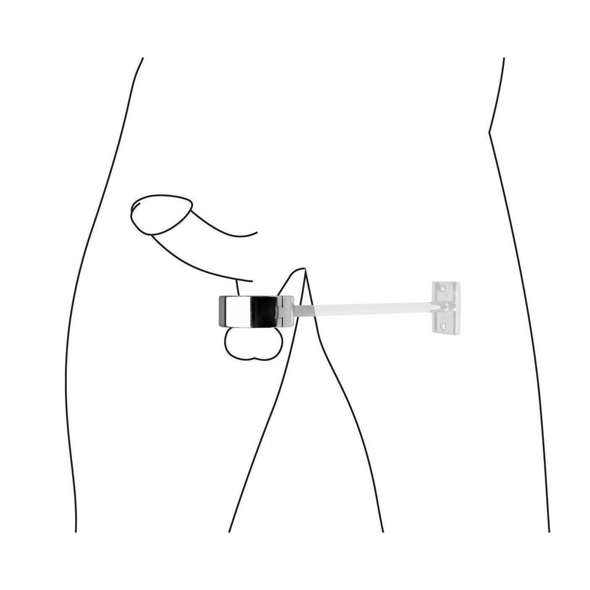 Locking Mounted CBT Scrotum Cuff with Bar - The Dildo Hub