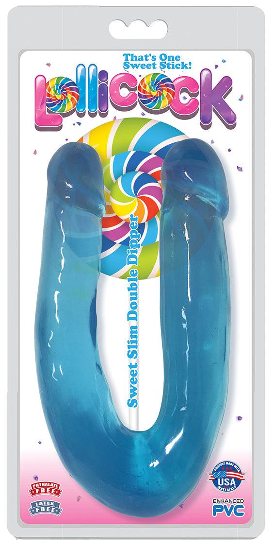 Lollicock Sweet Slim Double Dipper Dildo - Blue - The Dildo Hub