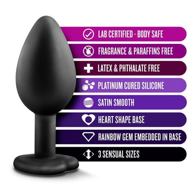 Luxe - Bling Plugs Training Kit - Black With Rainbow Gems - The Dildo Hub