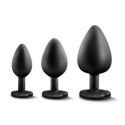 Luxe - Bling Plugs Training Kit - Black With White Gems - The Dildo Hub