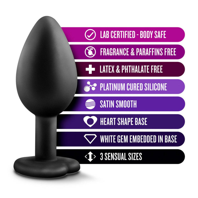 Luxe - Bling Plugs Training Kit - Black With White Gems - The Dildo Hub