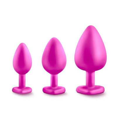 Luxe - Bling Plugs Training Kit - Pink With White Gems - The Dildo Hub