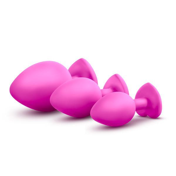 Luxe - Bling Plugs Training Kit - Pink With White Gems - The Dildo Hub